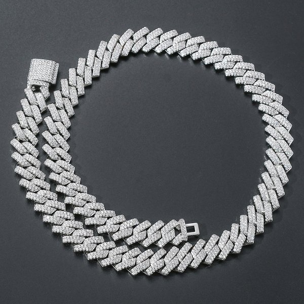 Bar Men's Hiphop Copper Inlaid Zircon 14Mm Diamond Cuban Chain Hip-Hop Necklace-image