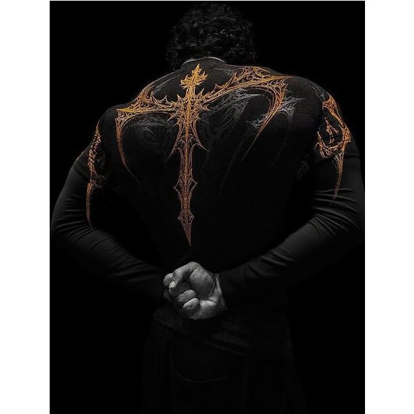 Breathedivinity American Dark Style Sports Fitness Men's Long Sleeve Quick-Dry Stretch Tight Shirt