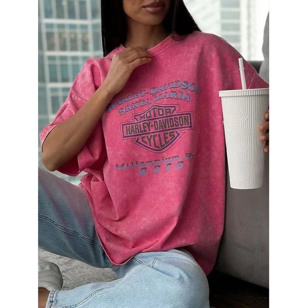 Women's Clothing Printing Loose Fashion All Match Slim Ins Summer New Short Sleeved T Shirt For Women