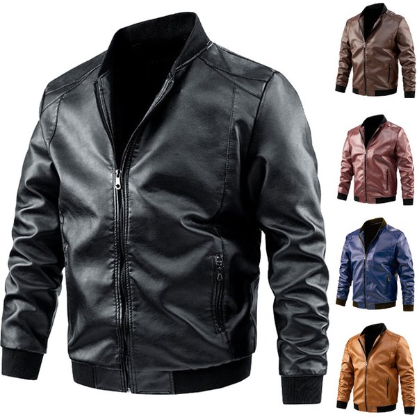 Men's Clothing 2024 Men's Motorcycle Leather Jacket Men's Trendy Brand Leather Jacket Spring And Autumn Korean Style Casual Leather-image