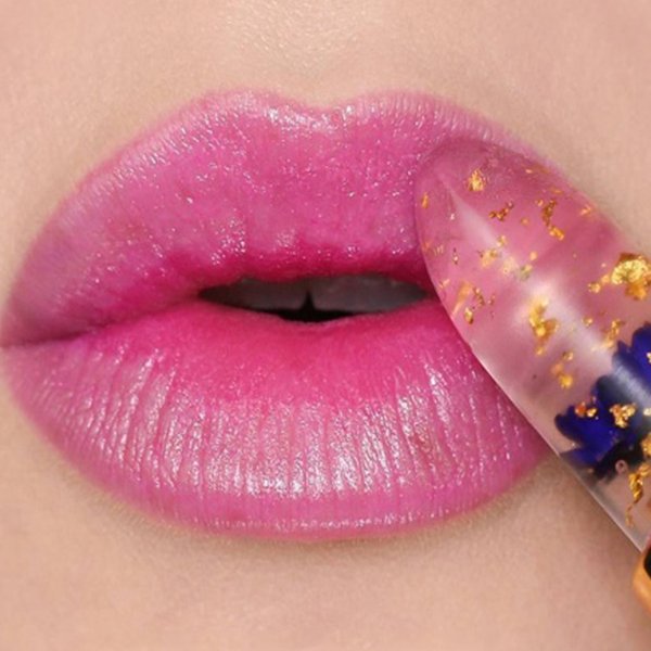 Jelly Transparent Flower Waterproof Temperature Color Changing Crystal Lipstick Long Lasting Moisturizing