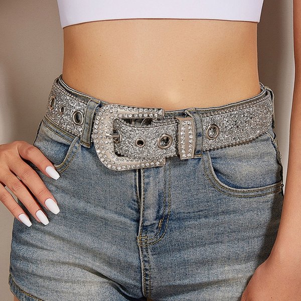 Unique Waist Belt Shinning Rhinestone Belt For Woman Men Jeans Formal Dress-image