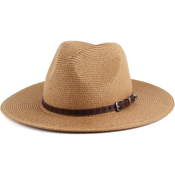 Foreign trade manufacturers wholesale embossed small belt decoration fashionable British Panama straw hat summer sun hat for men and women