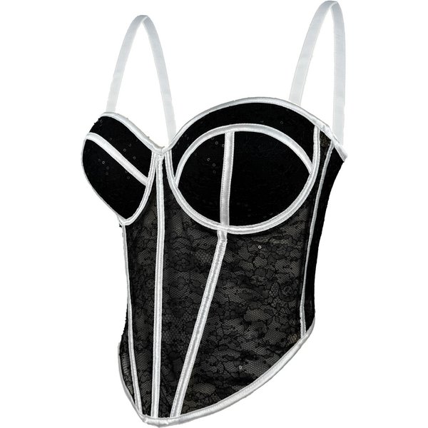 Women's Clothing New Slim Sexy See Through Mesh Vest Suspender Low Cut Contrast Color Waist Slim Breathable Body Shaping Fishbone Bra