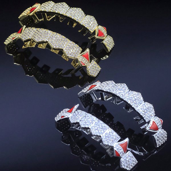 Christmas Hip Hop Braces Jewelry High End Copper Zirconium Tooth Ornaments Exaggerated Gold Electroplated Fang Braces-image