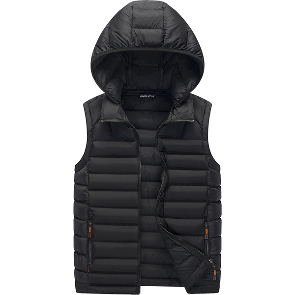 Men's Hooded Padded Jacket Vest Winter Men's Padded Jacket Standing Collar Sleeveless Clip Casual Warm Coat