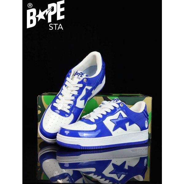 A BATHING-APE Classic Lacquer Leather Splicing Fashion Board Shoes Air Force No.1 Board Shoes Men And Women 22 Color Options