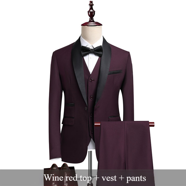 Men's Premium Slim Fit Suit Set – Business & Wedding Blazer, Vest & Pants (Black, Navy, Burgundy, Gray) – M To 6Xl-image
