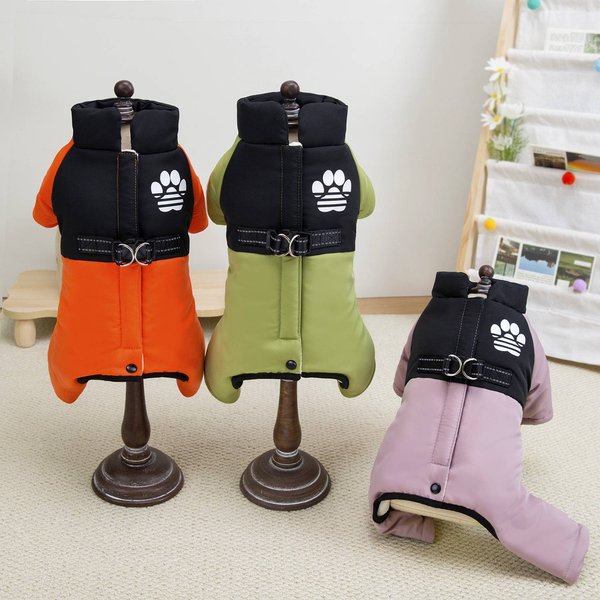 Pet Clothes Handsome Dog Ski Four Legged Clothes Teddy Bichon Autumn And Winter Thickened Cotton Clothes For Small Dogs-image