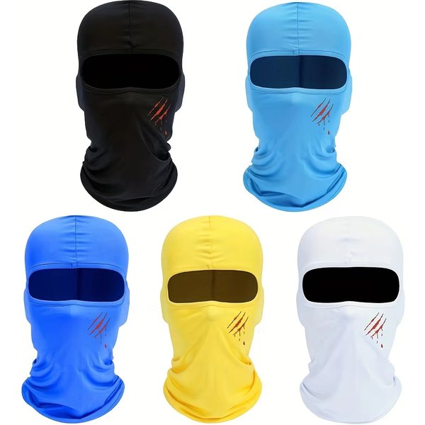 Breathable Balaclava Face Mask For Outdoor Activities - Lightweight Polyester, UV Protection, Unisex Fit - Black/White/Yellow/Rose/Blue