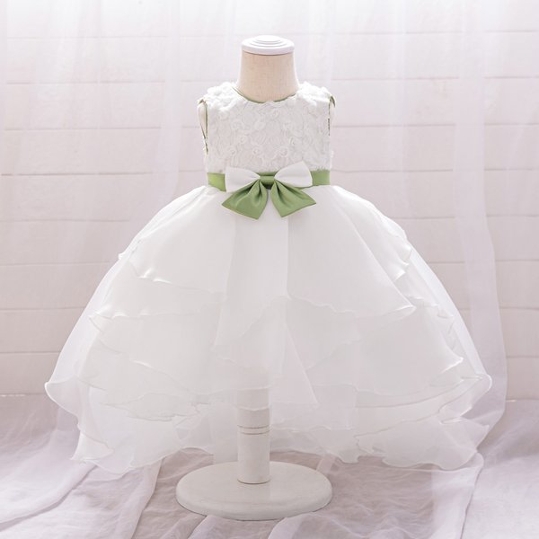 Delicate Organza Princess Dress For Baby Girls – Baptism, First Birthday & Special Occasions – Soft Cotton Blend With Puffy Skirt (White, 70cm-110cm)