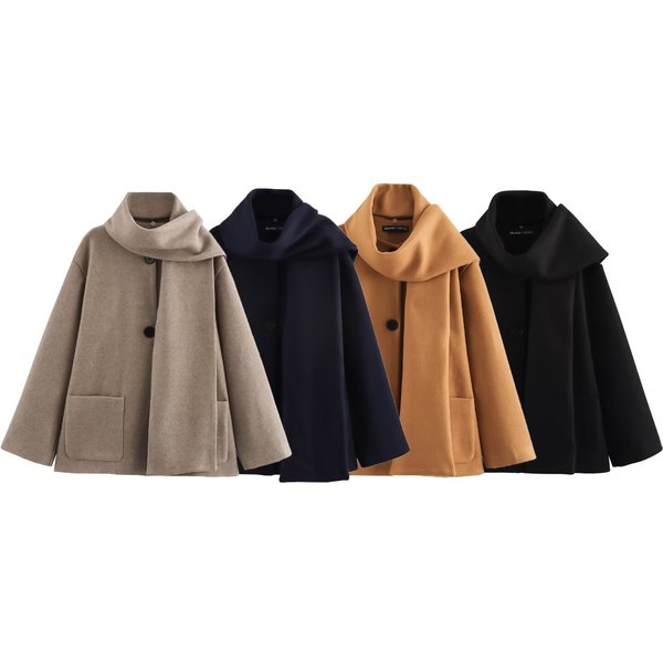 Trendy Notched Collar Wool Coat – Women’S Street Style Winter Jacket, Oversized Lapel Coat For Fall & Winter Fashion-image