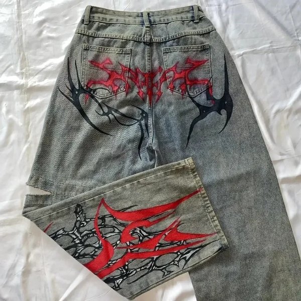 European And American Cross Border 2025 New Street Fashion Trendy Washed Retro Jeans For Men And Women Y2K Harajuku Wide Leg Pants