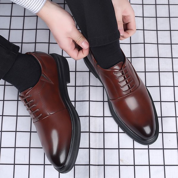 Men's Brogue Oxford Shoes - Classic Business Casual Leather Dress Shoes With Breathable Design For Formal & Office Wear Wedding Shoes Men's Breathable-image