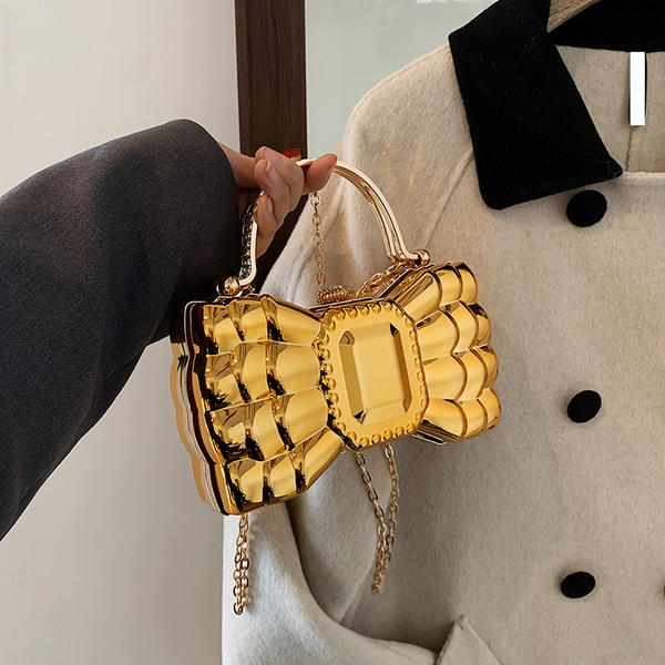 Women's Clutches Bags A Dazzling Texture Electroplated Acrylic Underarm Bag For Women's Banquets, A Small Square Single-Shoulder Crossbody Bag-image