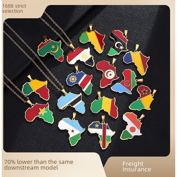 Hot Selling Stainless Steel Oil Drops Africa Map Ivory Coast Rwanda Egypt Uganda Necklace Jewelry