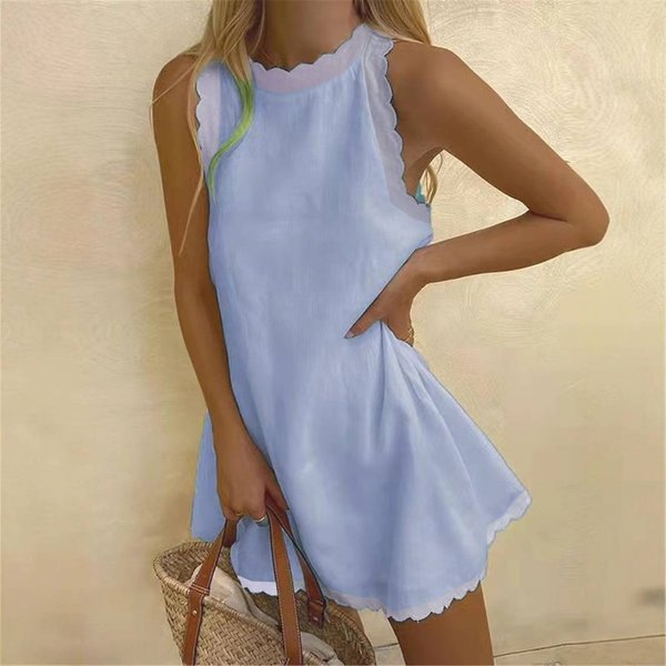 Women's Clothing Sexy Solid Color Sleeveless Loose Women's Vest Dress-image