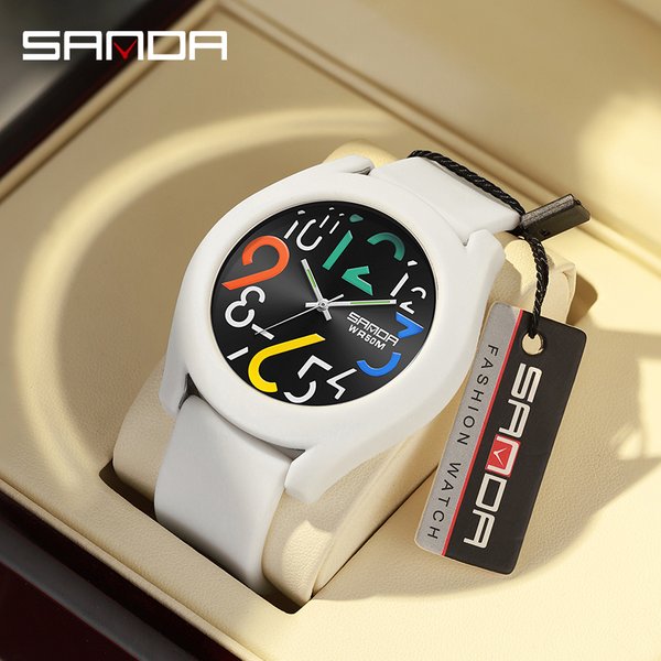 Men's Watch Silicone Strap Waterproof Watch Creative Simple Girls 'Watch 2024 New Fashion White Casual Quartz Clock-image
