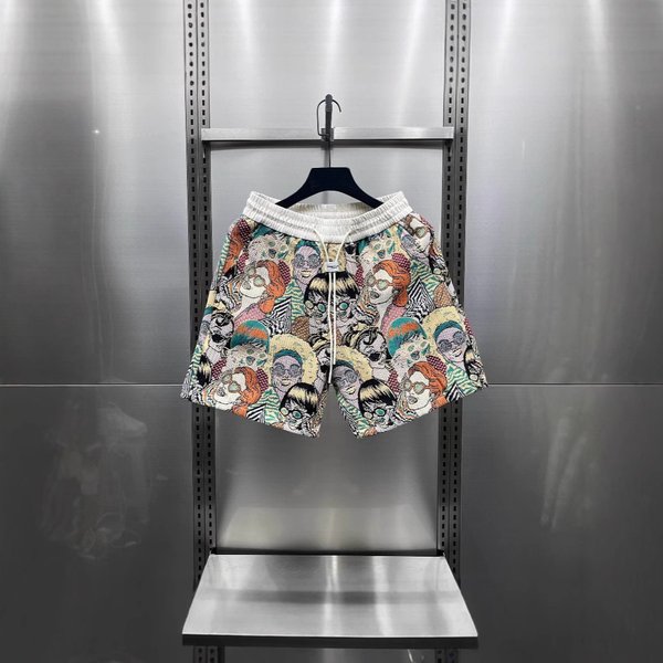 Men's Fashion Printed Shorts Summer Style Trendy Unique Pattern Loose Fit Casual Wide Leg Five Point Pants For Outdoor Wear-image