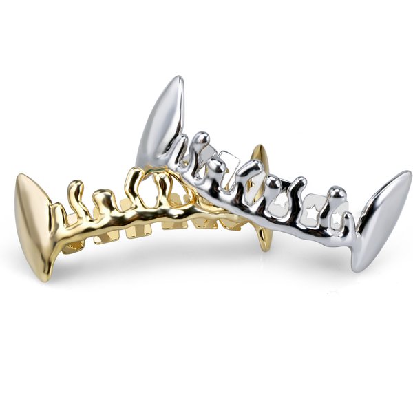Gold Plated Water Drop Canine Lower Teeth Braces Personality Clown Hip Hop Decorative Gold Braces