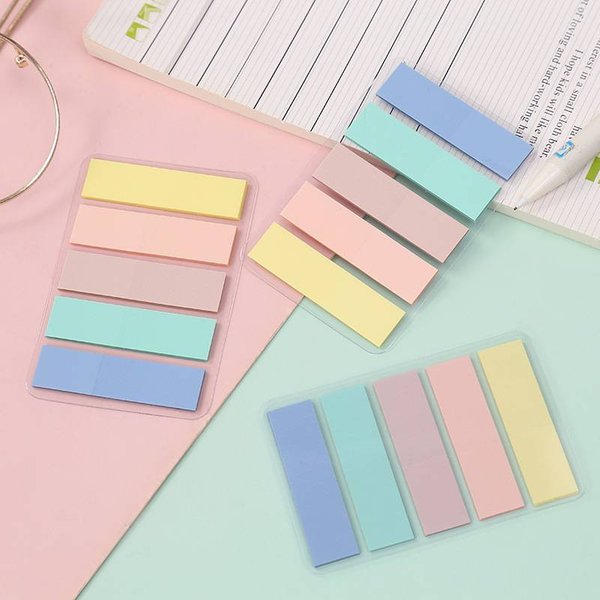 Soft Pastel Index Sticky Notes - 100 Sheets Per Pad, Strong Adhesive, Transparent, Colorful Tabs For Books, Office & School Supplies-image