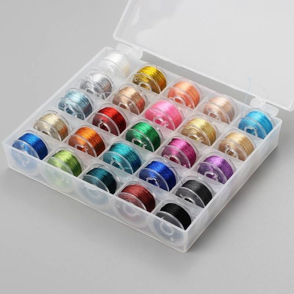 Diy Hand Knitting Thread Metallic Embroidery Thread 25 Color Set-image