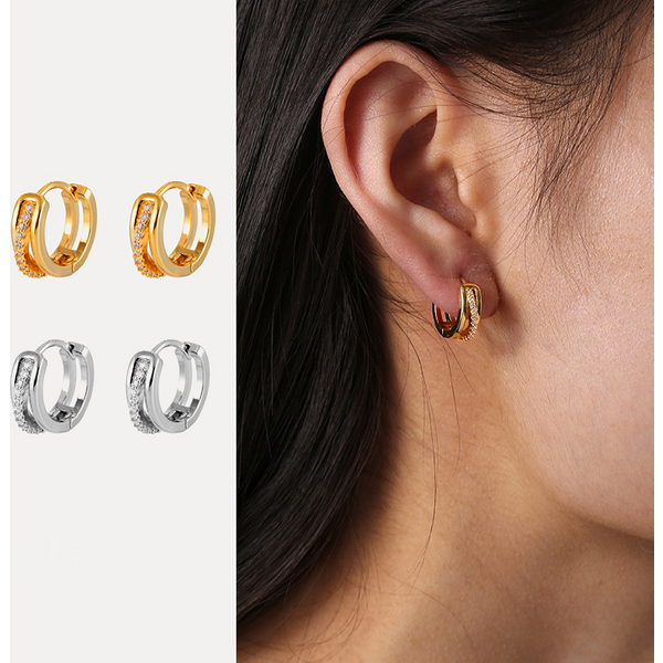 Women's Jewelry All Match Copper Light Luxury Diamond Stud Earrings Fashionable And Elegant Zircon Jewelry-image