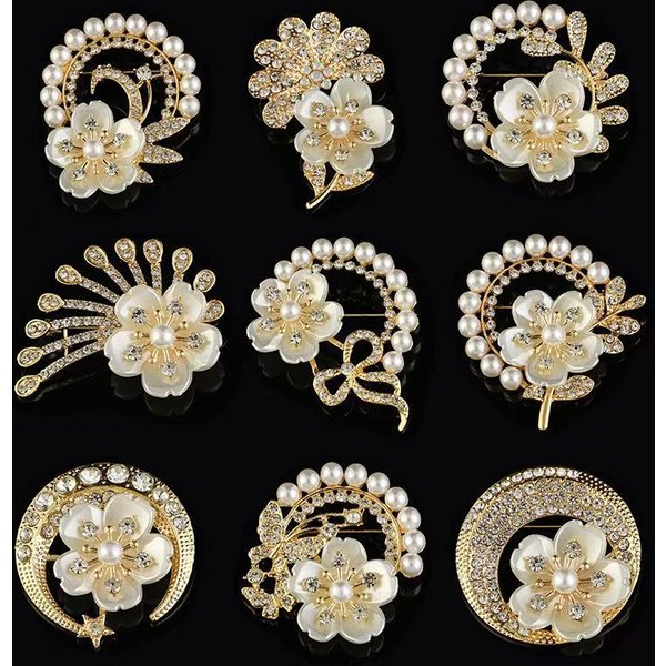 Korean Fashion Flower Brooch Accessories Pearl Inlaid Alloy High-End Clothing Versatile Retro Coat Fixed Pin-image