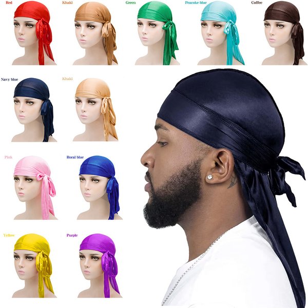 Silky Satin Durag - Long Tail Pirate Style Head Wrap (Breathable & Shiny Unisex Hair Protection Adjustable Knot 100% Polyester Fashion Accessory)