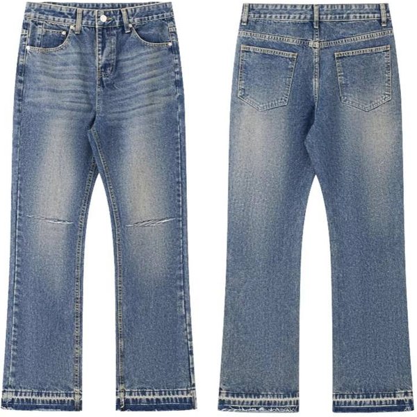 Men's Clothing Retro Hip Hop Printed Jeans Street Fashion Loose Straight Wide Leg Pants