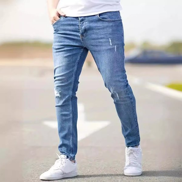 Men's Clothing Men's Slim Elastic Ripped Jeans Skinny Jeans Men Jeans