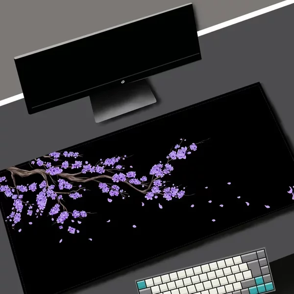 New Gaming Mouse Pad Kawaii Purple Desk Mat Large Office Carpet Accessories Cherry Blossom Mousepad