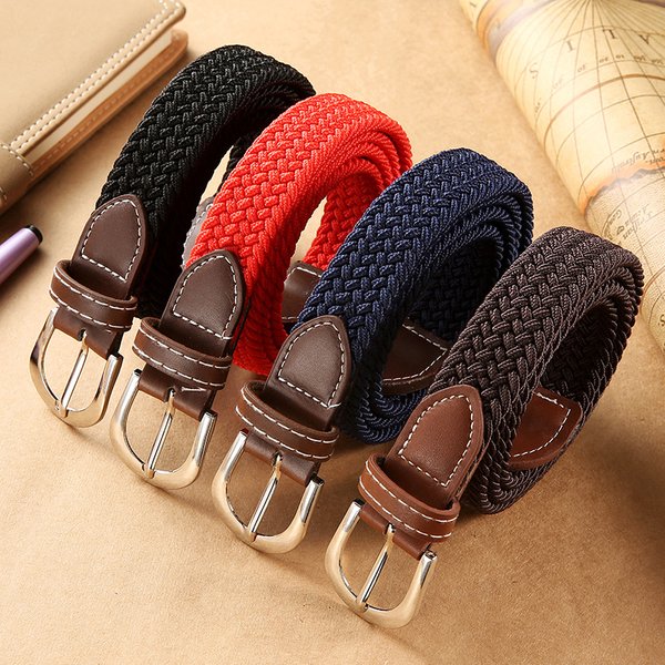 Fashion Free Perforation-Free Canvas Simple Long Small Belt Women's Casual Elastic Braided Belt Fine Belt Women's Belt-image