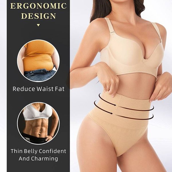 Shaping Seamless High-Waist Thong – Tummy Control Shapewear With Boning (Invisible & Sculpting)-image