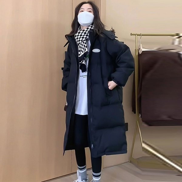 Women's Oversized Long Puffer Coat – Thickened Quilted Winter Jacket With Hood, Knee-Length Streetwear Style