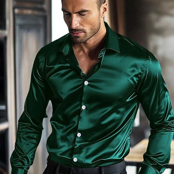 Men's Clothing Men's Casual Bright Drape Business Casual Spring And Autumn Long Sleeved Non Iron Anti Wrinkle Shirt-image
