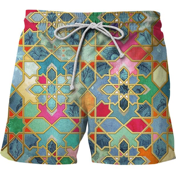 2024 New Cross-Border Fashion Retro Pattern 3D Printed Beach Pants Loose Casual Comfortable Men's Beach Shorts-image
