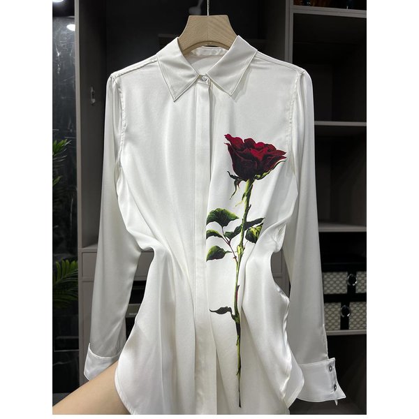 Women's fashion positioning rose long-sleeved shirt