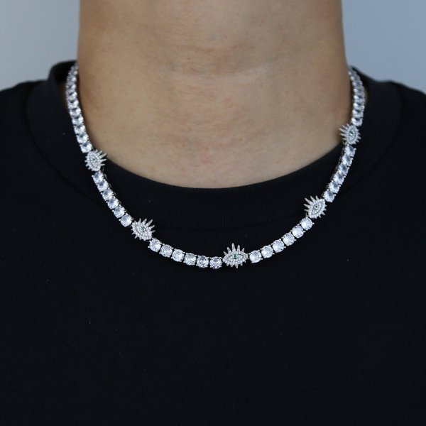 Hip Hop New Eye Zircon Tennis Chain Fashion Trend Men's Tennis Chain Necklace-image