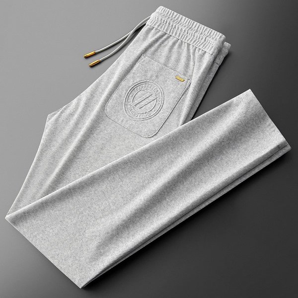 Men's Clothing Summer Versatile Fashion Three Dimensional Twill Cotton Thin Pants Men's Brand Embroidered Sports Straight Sweatpants Casual Pants-image