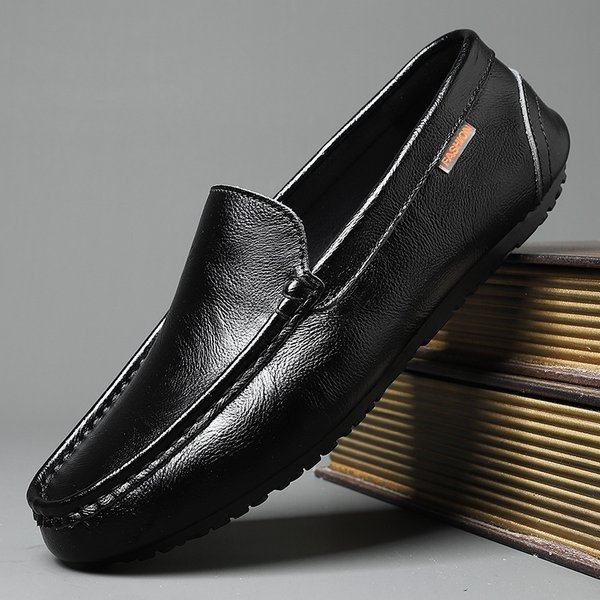 Men's Shoes New Style Soft Soled Breathable Slip On Loafers For Men, Slip On Business Casual Leather Shoes-image