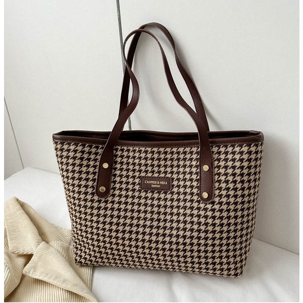 Fashion Commuting Large Capacity Autumn Plaid Trendy Casual New Shoulder Tote Bag Women's Bag-image