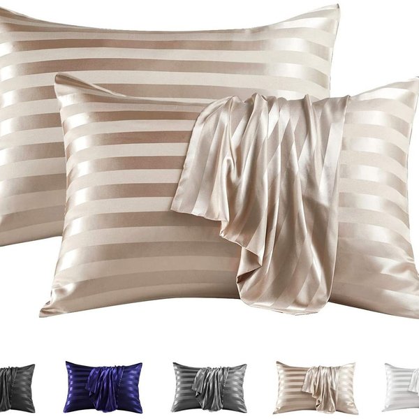 Jacquard Silky Satin Pillowcase ,Similar To Silk Pillowcase 2 Pack, Pillow Case For Sleeping Women With Envelope Closure, Gifts For Women Men-image