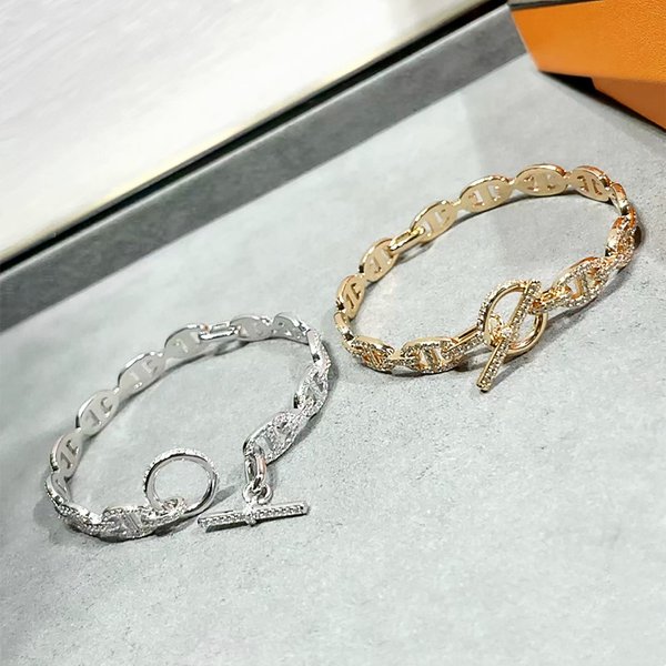 Designer's Seiko Diamond Embedding Exquisite Pig Nose Bracelet Bracelet Full Diamond Female Bracelet Bracelet Bracelet Light Luxury Jewelry-image