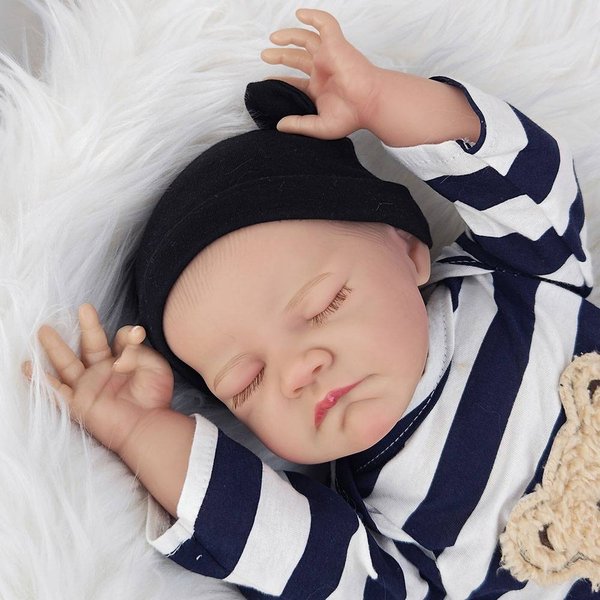 46Inch Realistic Reborn Baby Doll Painted Finished Sleeping Newborn Baby 3D Skin Visible Veins Collectible Art Doll-image