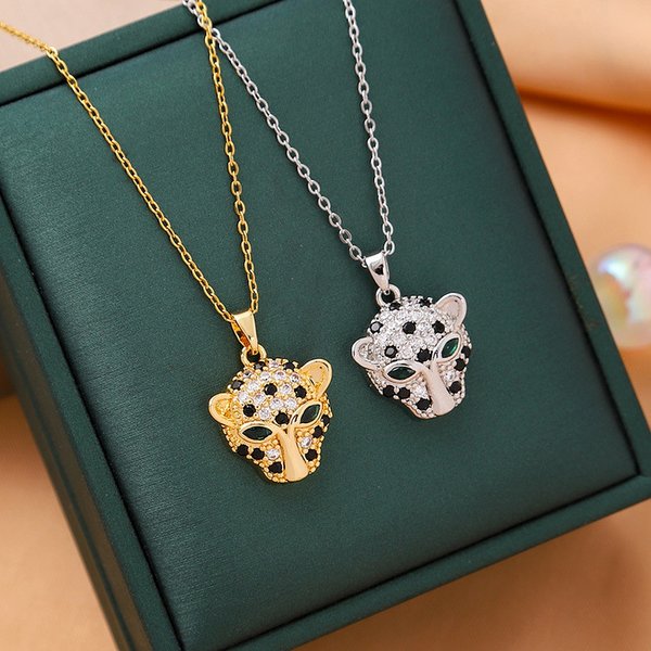 Punk Syle Crysal Leopard Pendans&necklaces For Women Fashion Brand Jewelry Hiphop Zirconia Animal Chain Necklaces