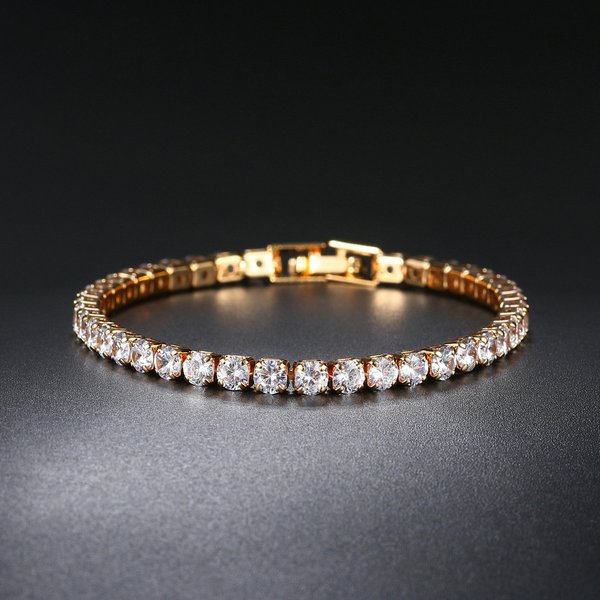 Zircon Bracelet Single Row 4Mm Round Full Diamond Tennis Chain Hip Hop Jewelry Tennis Bracelet-image