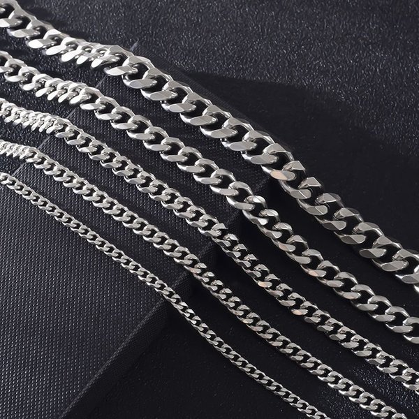 Titanium Necklace For Men Thick Hip Hop Personality Stainless Steel Cuban Chain Jewelry