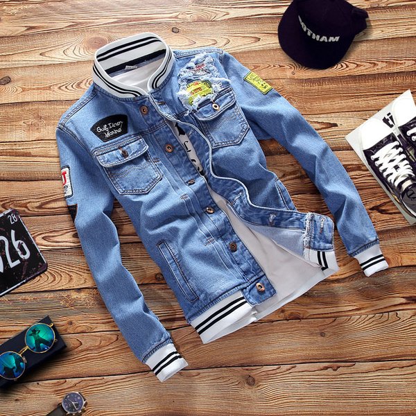 Spring And Autumn Denim Jacket Fashion Brand Plus-Size Men's Stand Collar Top Denim Jacket For Men-image