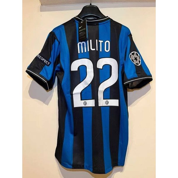 Retro Adult Inter-Milan Milito 22# Shirt Champions League Final 2010 Soccer Jersey - All Size-image
